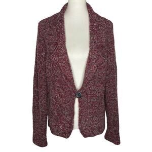 Coldwater Creek Red Knit Cardigan Boucle Wool Blend Textured Sz XL 16 Lagenlook